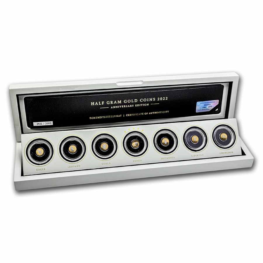 2022 Gabun Gold 7-Coin World Bullion Anniversary Proof Set