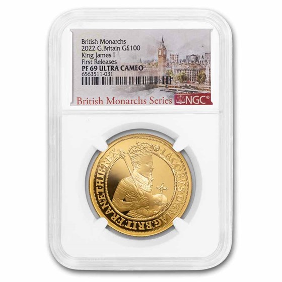 2022 GB 1 oz Gold British Monarchs King James I PF-69 UCAM NGC 2022 GB 1 oz Gold British Monarchs King James I PF-69 UCAM NGC