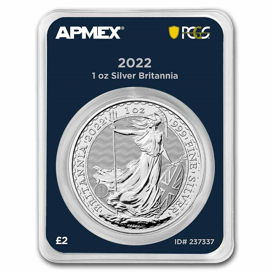 2022 GB 1 oz Silver Britannia (MintDirect® Premier + PCGS FS®)