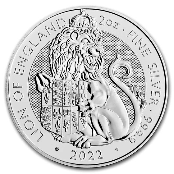 2022 GB 2 oz Silver Royal Tudor Beasts The Lion of England