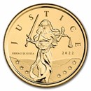 2022 Gibraltar 1 oz Gold Lady Justice BU