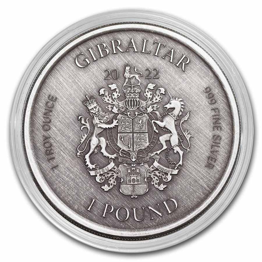 Buy 2022 Gibraltar 1 oz Silver Lady Justice Antique | APMEX