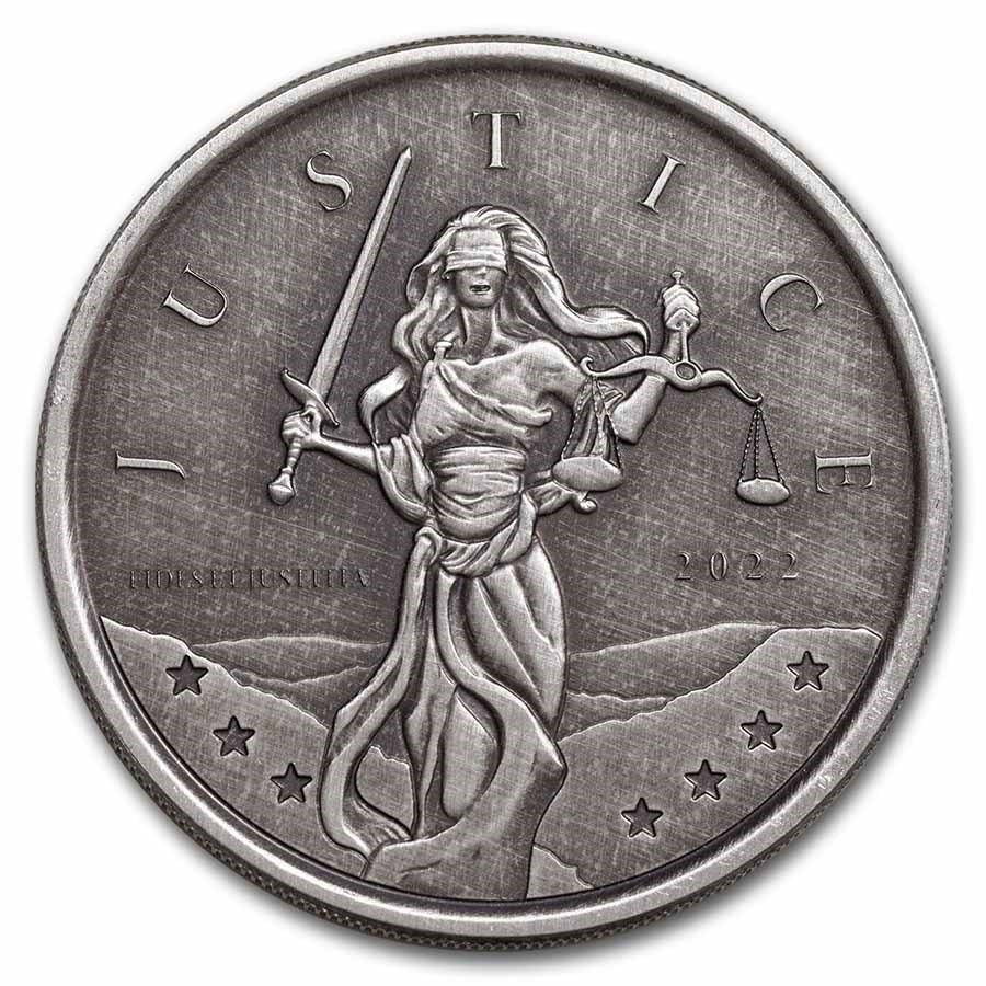 Buy 2022 Gibraltar 1 oz Silver Lady Justice Antique | APMEX