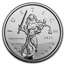2022 Gibraltar 1 oz Silver Lady Justice BU