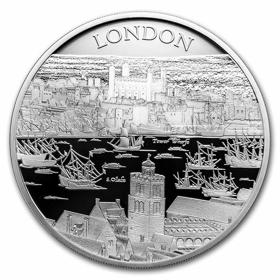 2022 Great Britain 5 oz Silver City Views London (w/Box & COA)