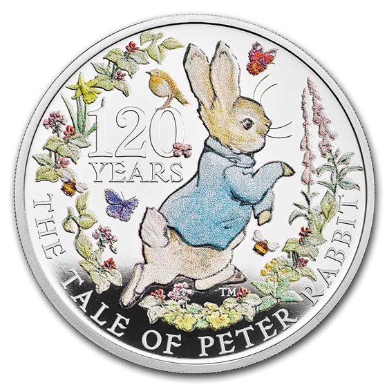 2022 Great Britain Silver Peter Rabbit Colorized Proof (Box/COA)