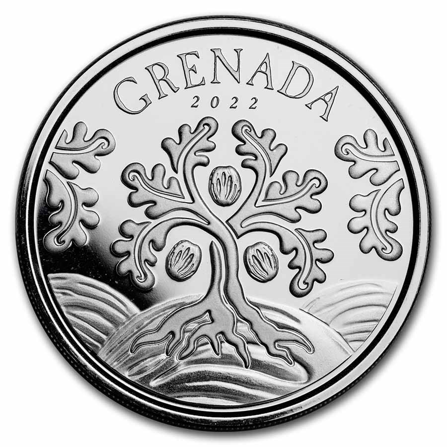 2022 Grenada 1 oz Silver Nutmeg Tree BU