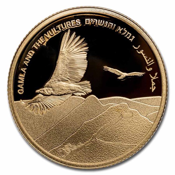 2022 Israel Proof Gold 10 NIS Gamla And The Vultures 2022 Israel Proof Gold 10 NIS Gamla And The Vultures