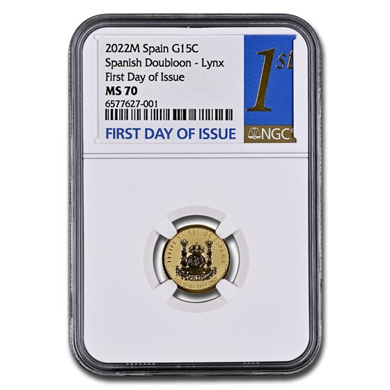 2022-M Spain 1/10 oz Gold Lynx Doubloon PF-70 NGC (FDI) 2022-M Spain 1/10 oz Gold Lynx Doubloon PF-70 NGC (FDI)