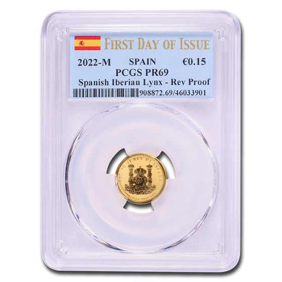 2022-M Spain 1/10 oz Gold Lynx Doubloon PR-69 PCGS (FDI) 2022-M Spain 1/10 oz Gold Lynx Doubloon PR-69 PCGS (FDI)