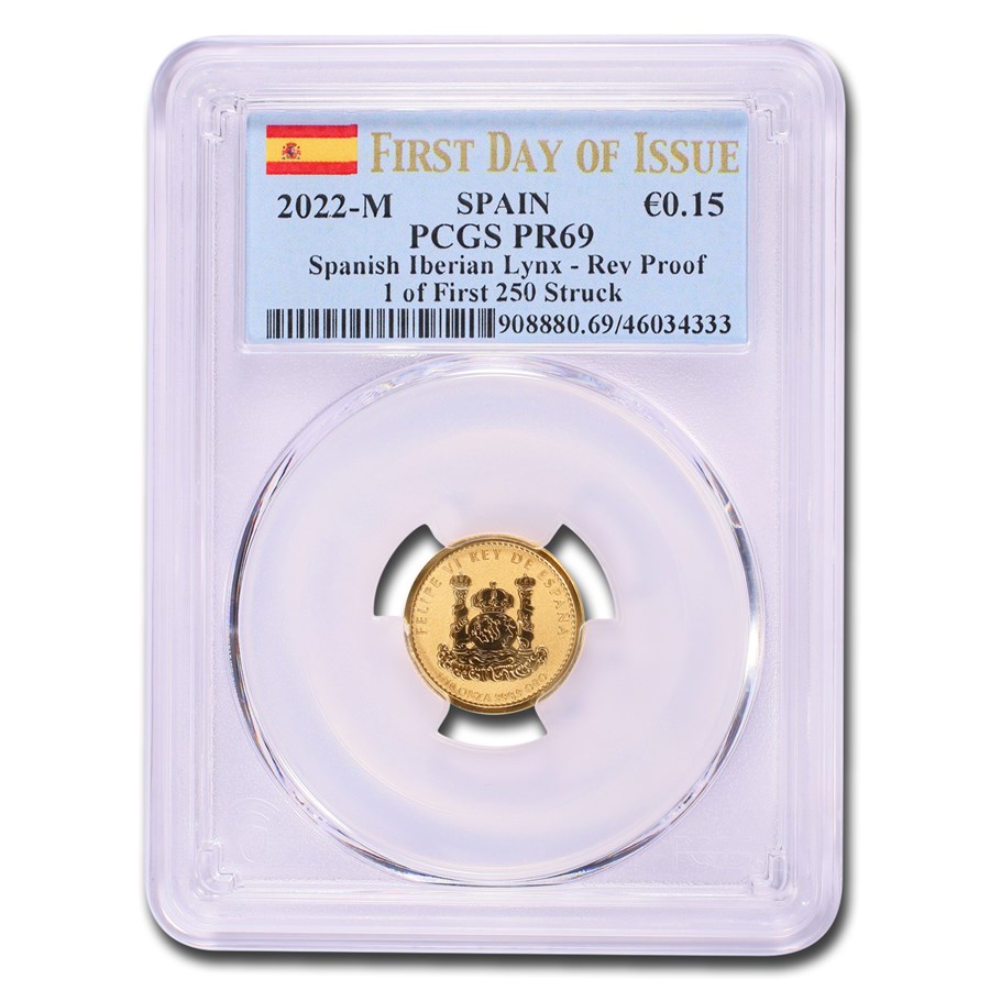 2022-M Spain 1/10 oz Gold Lynx Doubloon PR-69 PCGS (First 250)