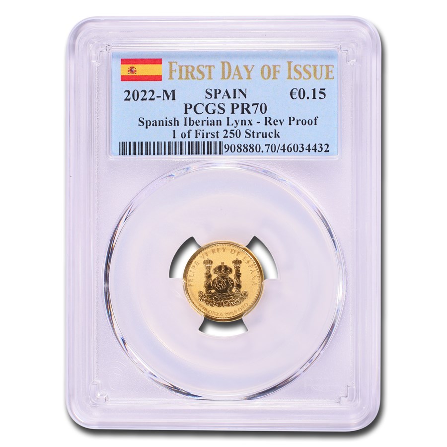 2022-M Spain 1/10 oz Gold Lynx Doubloon PR-70 PCGS (First 250)