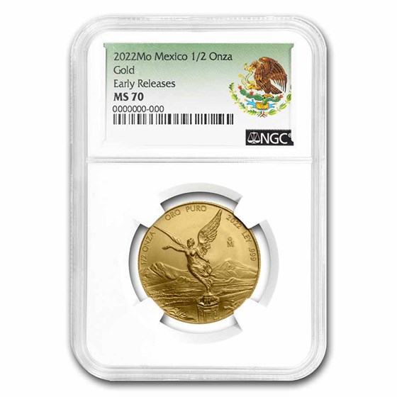 2022 Mexico 1/2 oz Gold Libertad MS-70 NGC (ER, Coat of Arms) 2022 Mexico 1/2 oz Gold Libertad MS-70 NGC (ER, Coat of Arms)