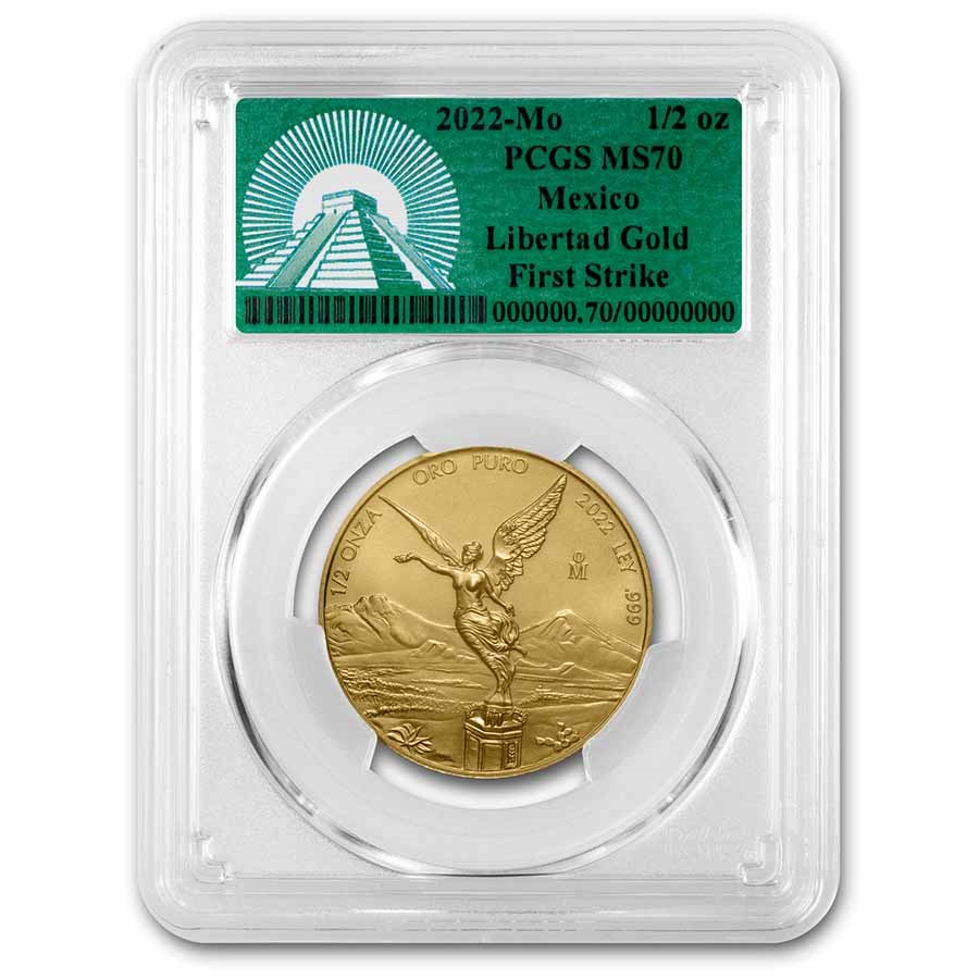 2022 Mexico 1/2 oz Gold Libertad MS-70 PCGS (FS, Green Label)
