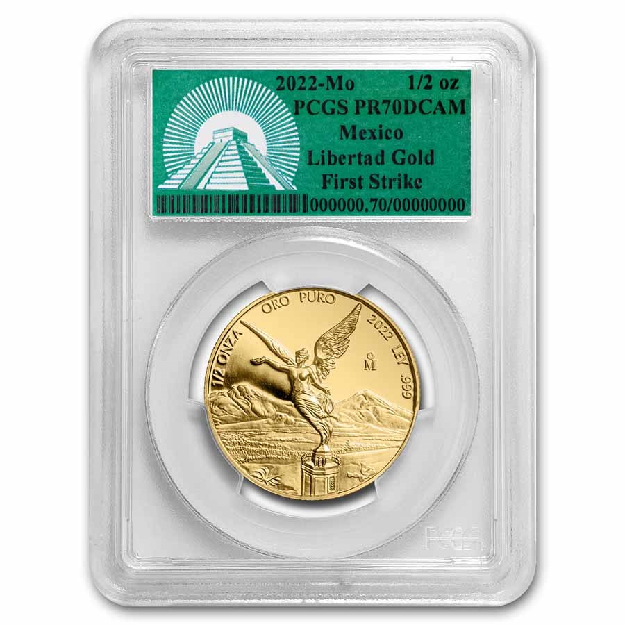 Buy 2022 MEX 1/2 oz Prf Gold Libertad PR70 FS Green APMEX