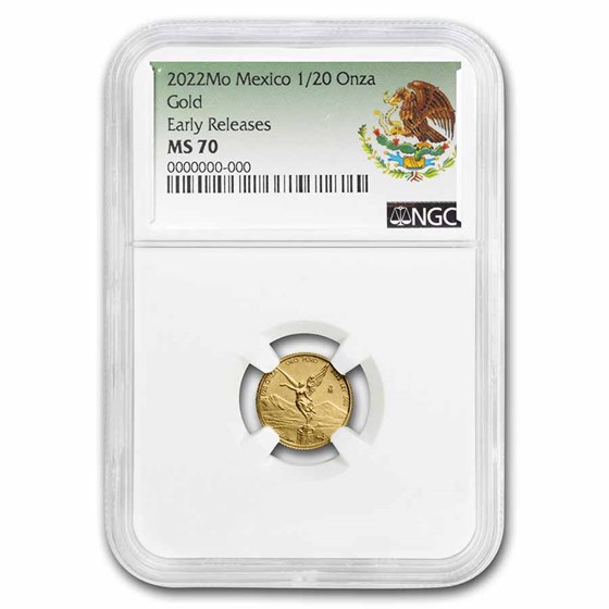 2022 Mexico 1/20 oz Gold Libertad MS-70 NGC (ER, Coat of Arms)