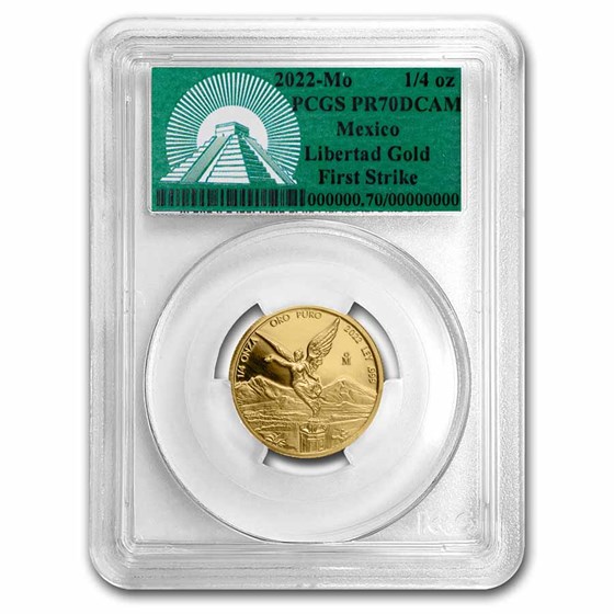 2022 Mexico 1/4 oz Gold Libertad PR-70 PCGS (FS, Green Label) 2022 Mexico 1/4 oz Gold Libertad PR-70 PCGS (FS, Green Label)