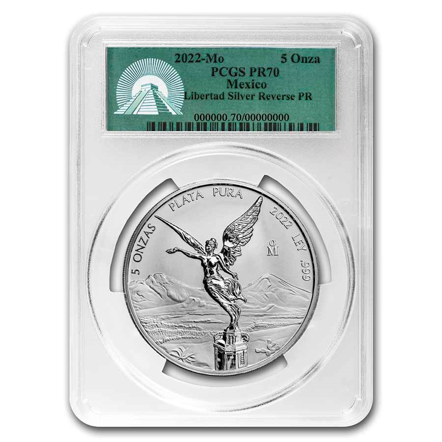 Buy 2022 Mexico 5 oz Silver Libertad Reverse Proof PR70 PCGS APMEX