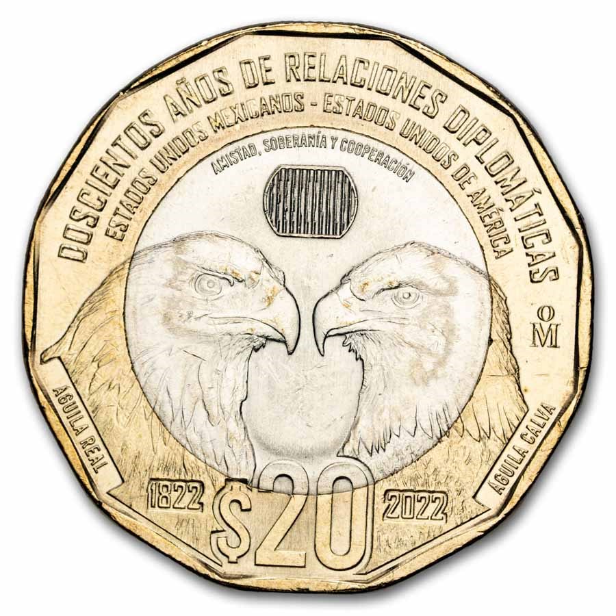 2022 Mexico Bimetallic 20 Pesos BU (US-Mexico Relations)