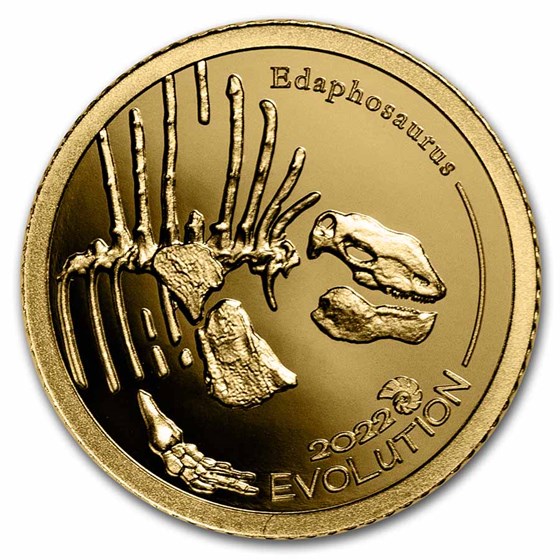 2022 Mongolia 1/2 gram Proof Gold Evolution of Life: Edaphosaurus