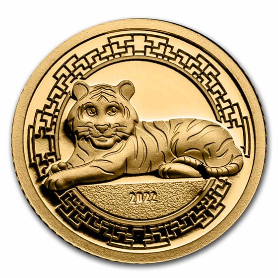 2022 Mongolia 1/2 gram Proof Gold Lunar Year of the Tiger
