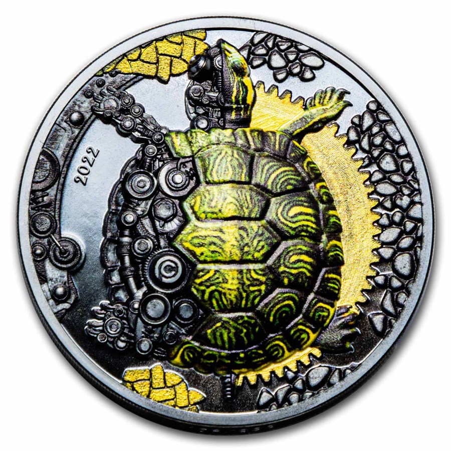 Buy 2022 Mongolia 3 oz Silver Clockwork Evolution Mechanical Turtle