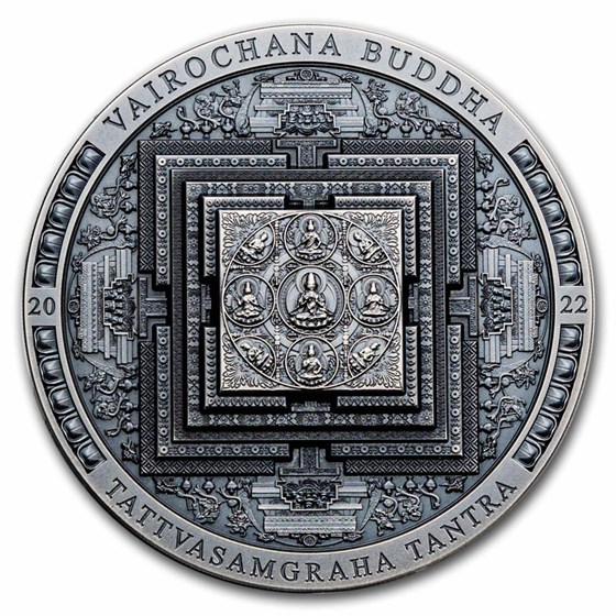 2022 Mongolia 3 oz Silver Vairochana Buddha Mandala