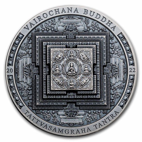 2022 Mongolia 3 oz Silver Vairochana Buddha Mandala 2022 Mongolia 3 oz Silver Vairochana Buddha Mandala