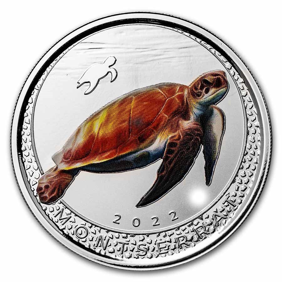 2022 Montserrat 1 oz Silver Sea Turtle (Colorized)