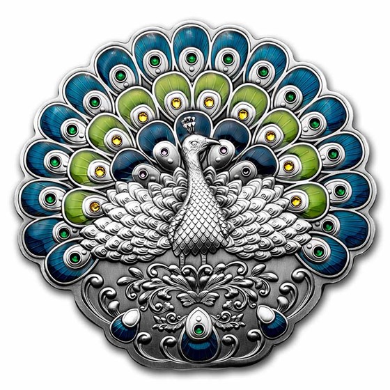 2022 Nauru 500 gram Silver Antique Peacock 2022 Nauru 500 gram Silver Antique Peacock