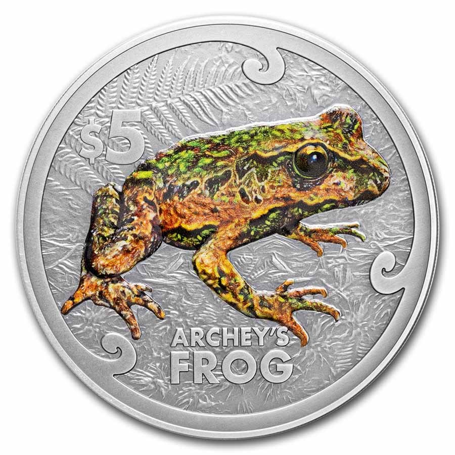 2022 New Zealand 2 oz Silver Antique Archey's Frog