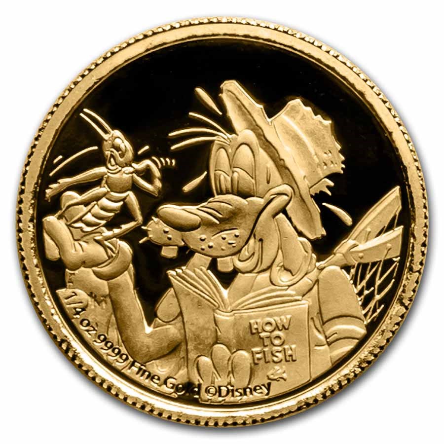 2022 Niue 1/4 oz Gold Proof $25 Disney Goofy's 90th Anniversary