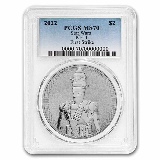 2022 Niue 1 oz Ag $2 Star Wars: IG-11 MS-70 PCGS (FS) 2022 Niue 1 oz Ag $2 Star Wars: IG-11 MS-70 PCGS (FS)