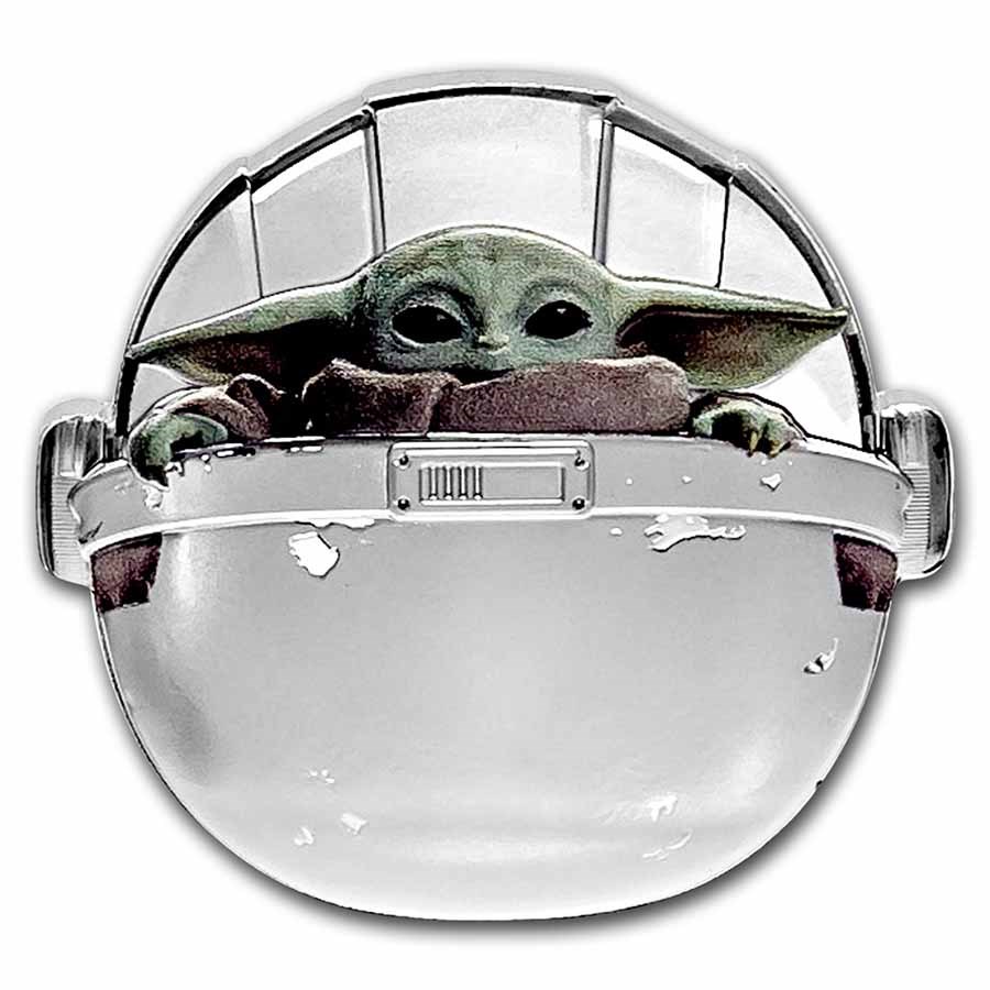 2022 Niue 1 oz Ag $2 Star Wars Mandalorian: Grogu Pod Shaped Coin