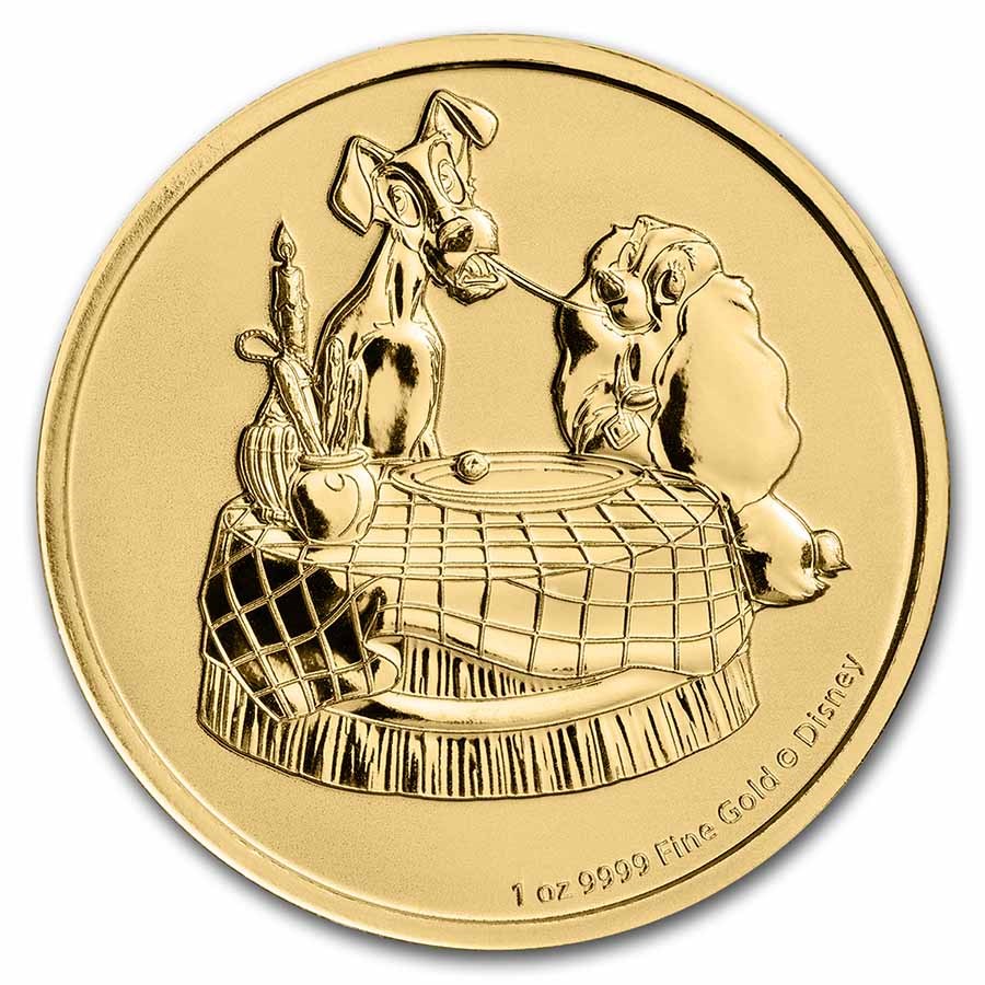 2022 Niue 1 oz Gold $250 Disney's Lady & The Tramp BU