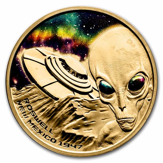Buy 2022 Niue 1 oz Gold 75th Anniversary Roswell Flying Saucer APMEX