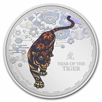 2022 Niue 1 oz Silver $2 Colorized Lunar Year of the Tiger Proof