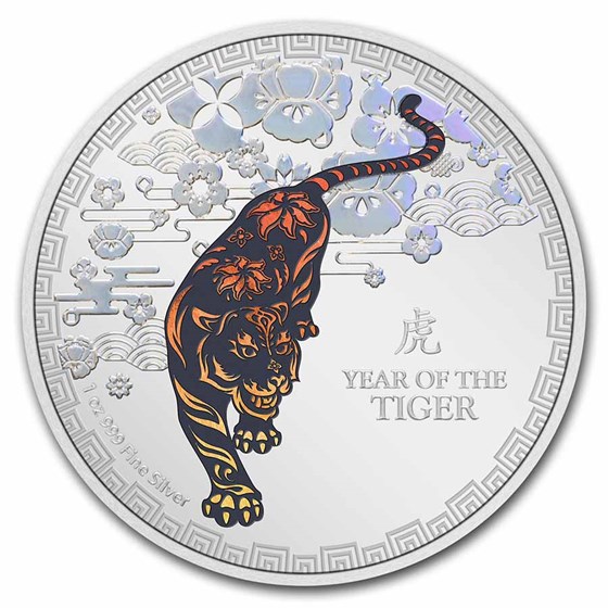2022 Niue 1 oz Silver $2 Colorized Lunar Year of the Tiger Proof 2022 Niue 1 oz Silver $2 Colorized Lunar Year of the Tiger Proof