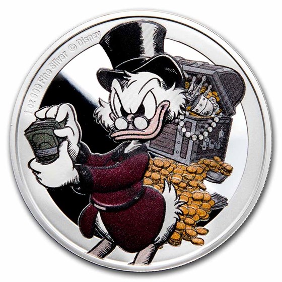 2022 Niue 1 oz Silver $2 Disney Scrooge McDuck 75th Anniversary