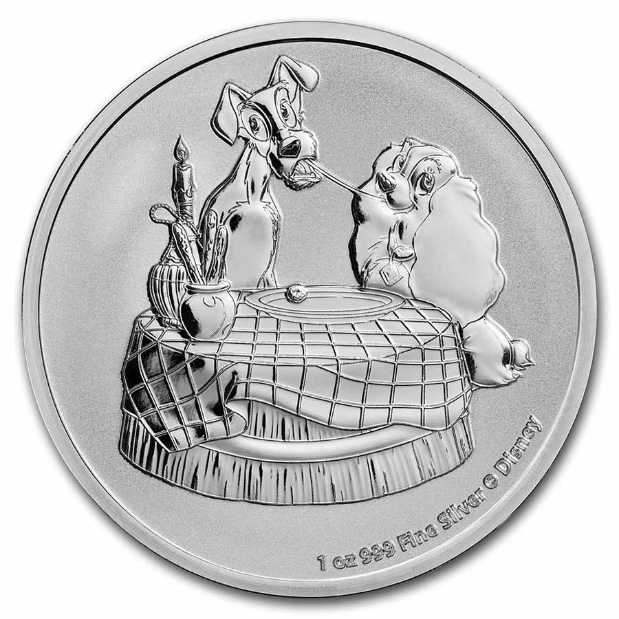2022 Niue 1 oz Silver $2 Disney's Lady & The Tramp BU
