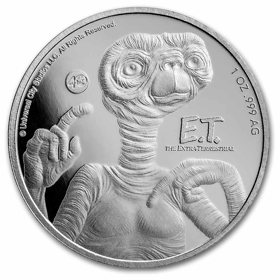 2022年　ニウエ　ET銀貨　1オンス 2022 Niue 1 oz Silver $2 E.T. 40th Anniversary Coin BU in