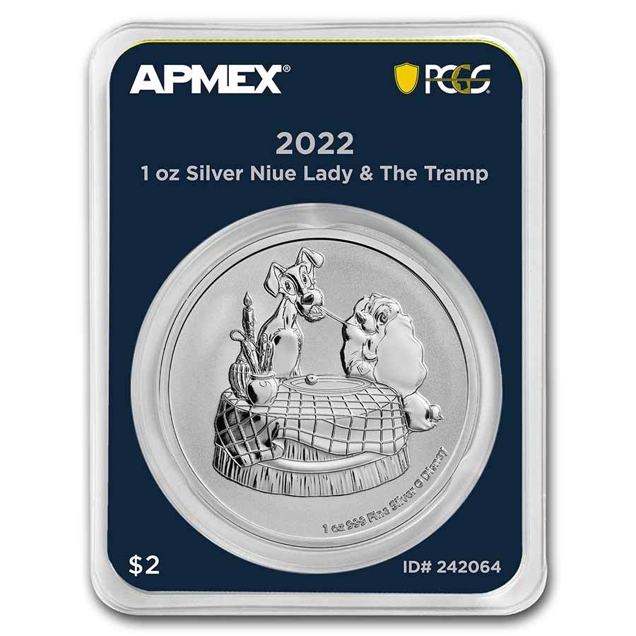 2022 Niue 1 oz Silver $2 Lady & The Tramp (MD® Premier + PCGS FS)