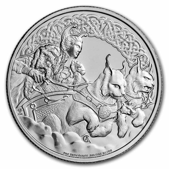 2022 Niue 1 oz Silver $2 Norse God Freya BU Coin