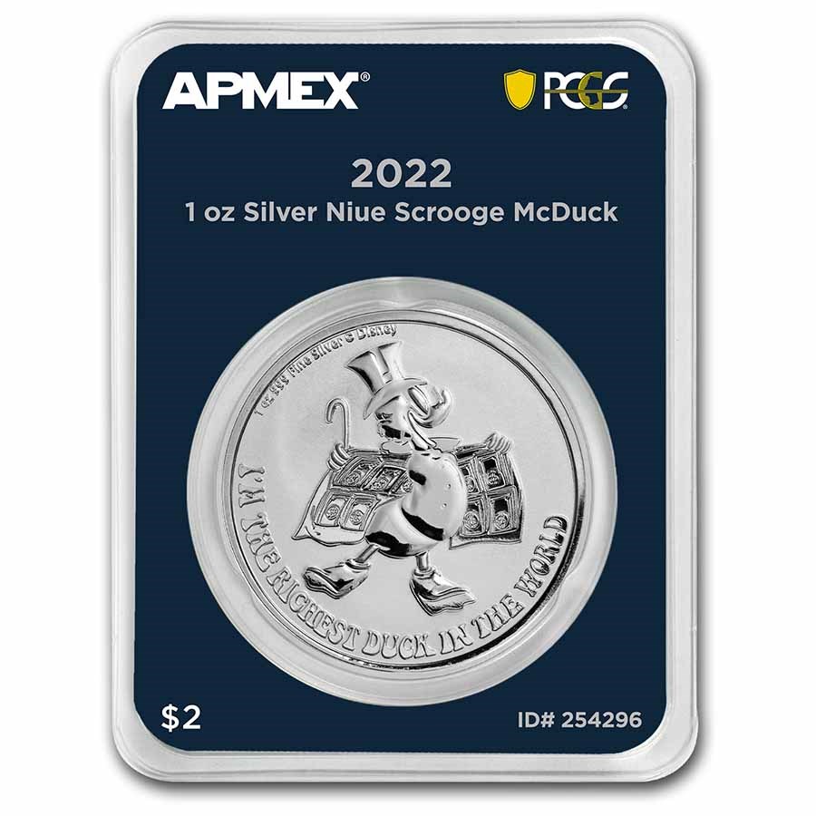 2022 Niue 1 oz Silver $2 Scrooge McDuck (MD® Premier + PCGS FS)