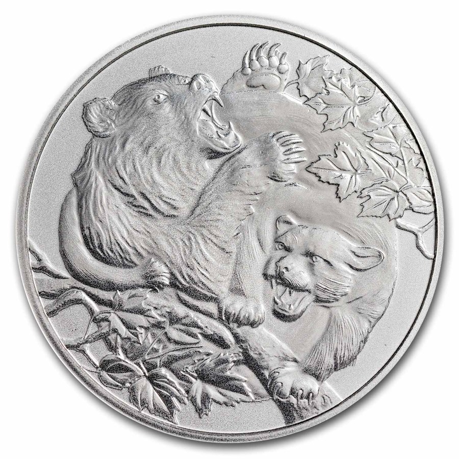 2022 Niue 1 oz Silver Apex Predators: Cougar vs Bear (Abrasions)