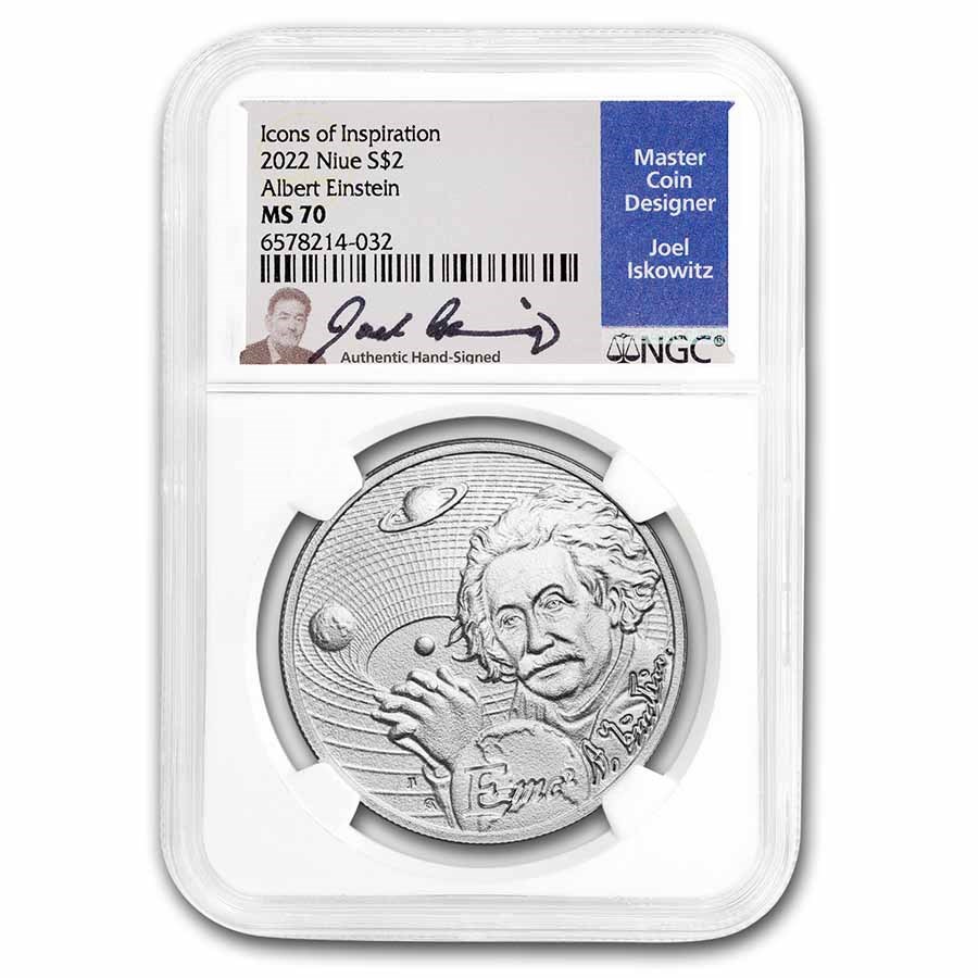 2022 Niue 1 oz Silver Icons of Inspiration: Einstein MS-70 NGC