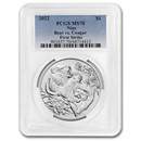 2022 Niue 1 oz Silver Predators: Cougar vs Bear MS-70 PCGS (FS) 2022 Niue 1 oz Silver Predators: Cougar vs Bear MS-70 PCGS (FS)