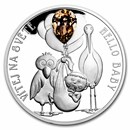 2022 Niue 1 oz Silver Proof Crystal Coin: Hello Baby
