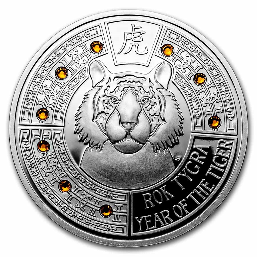 2022 Niue 1 oz Silver Proof Crystal Coin: Year of the Tiger