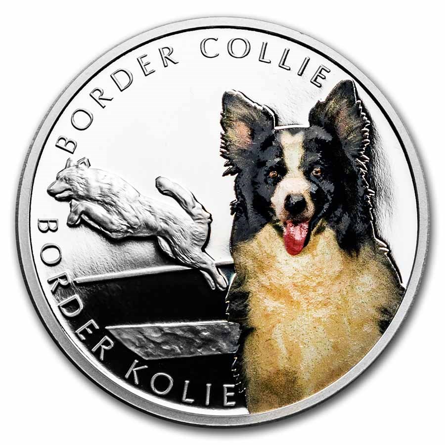 2022 Niue 1 oz Silver Proof Dog Breeds: Border Collie